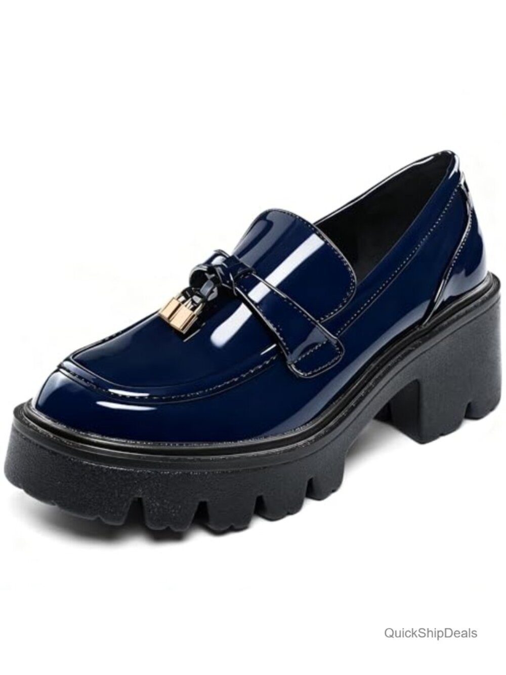 Platform Loafers Women Chunky Slip-On Block Heel Business Casual Shoes